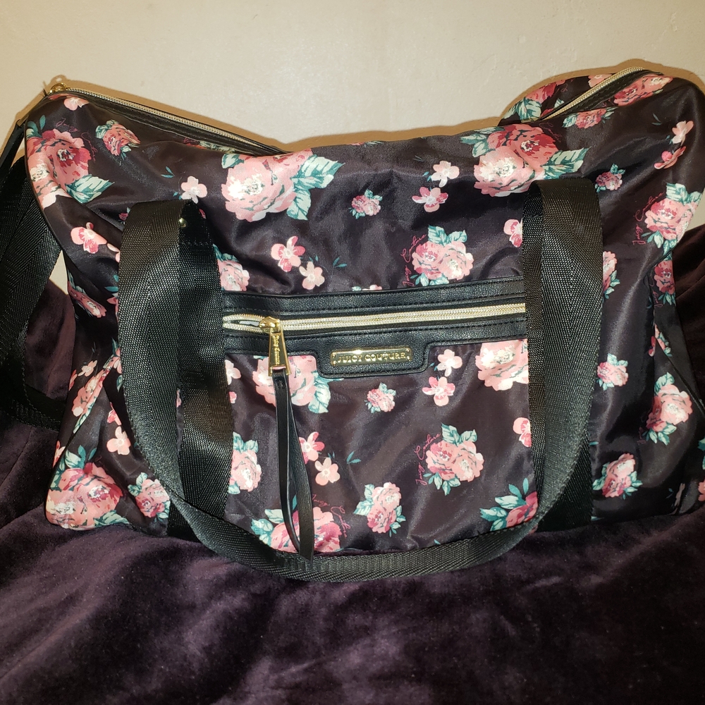 Juicy Couture Black Floral Travel Bag